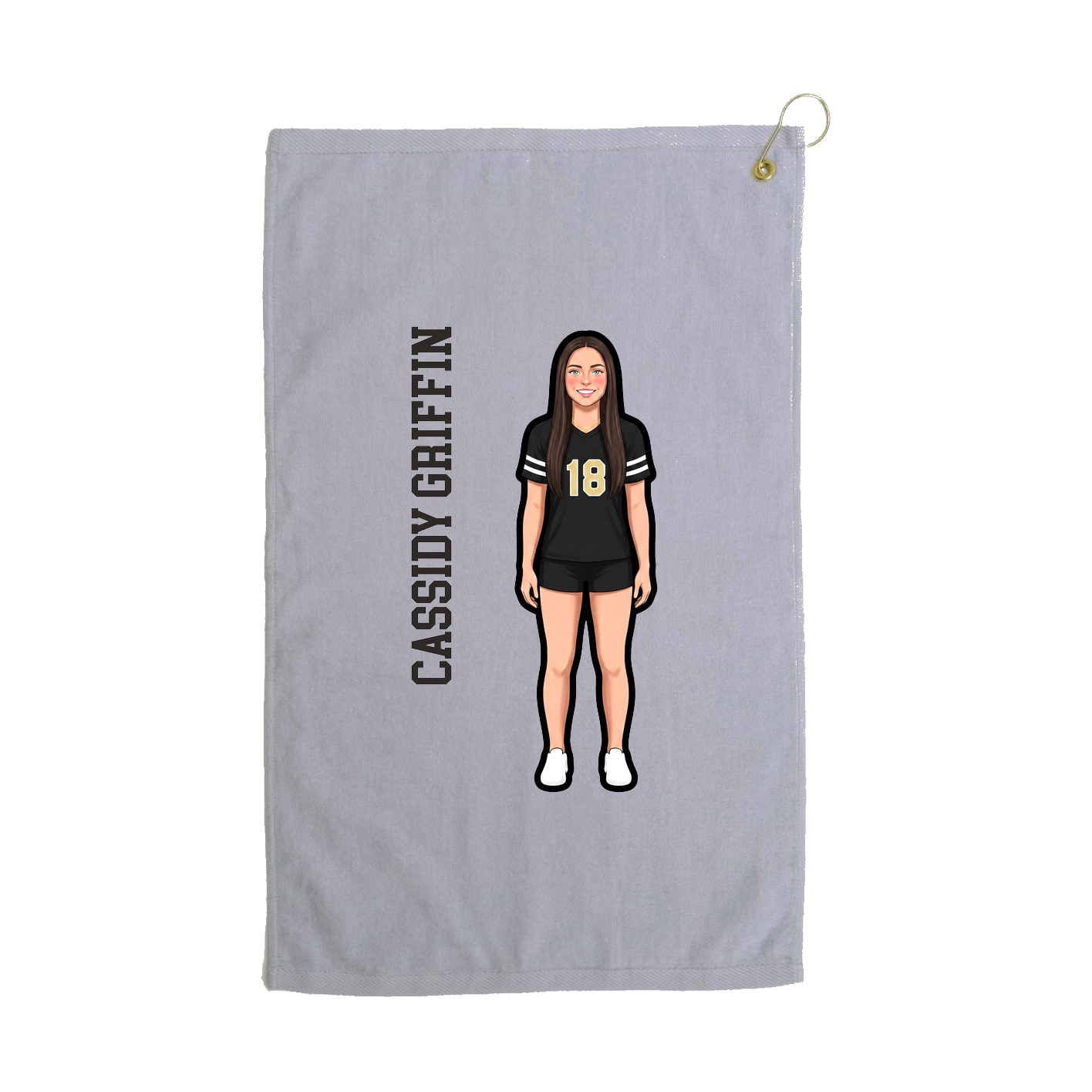 Golf Towel — Name Vertical in Grey