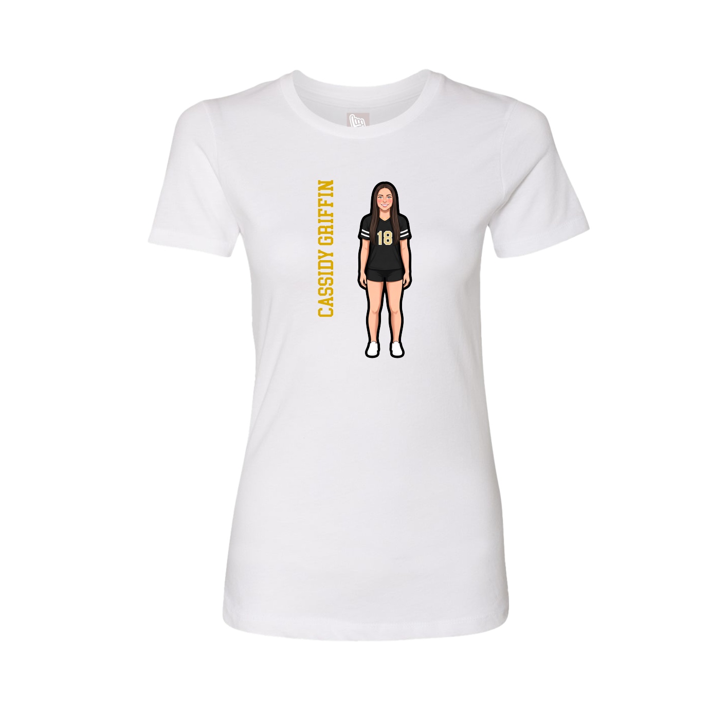 Fitted Women's Tee — Name Vertical in White