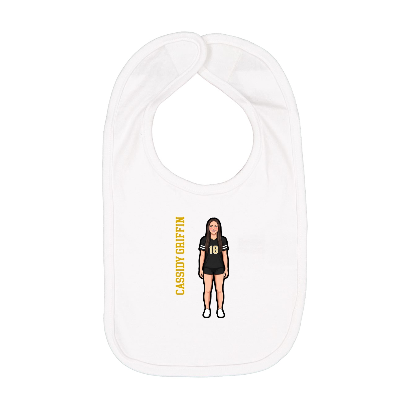 Infant Bib — Name Vertical in White