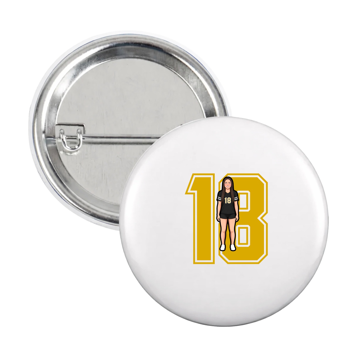 Game Day Button — Number in White