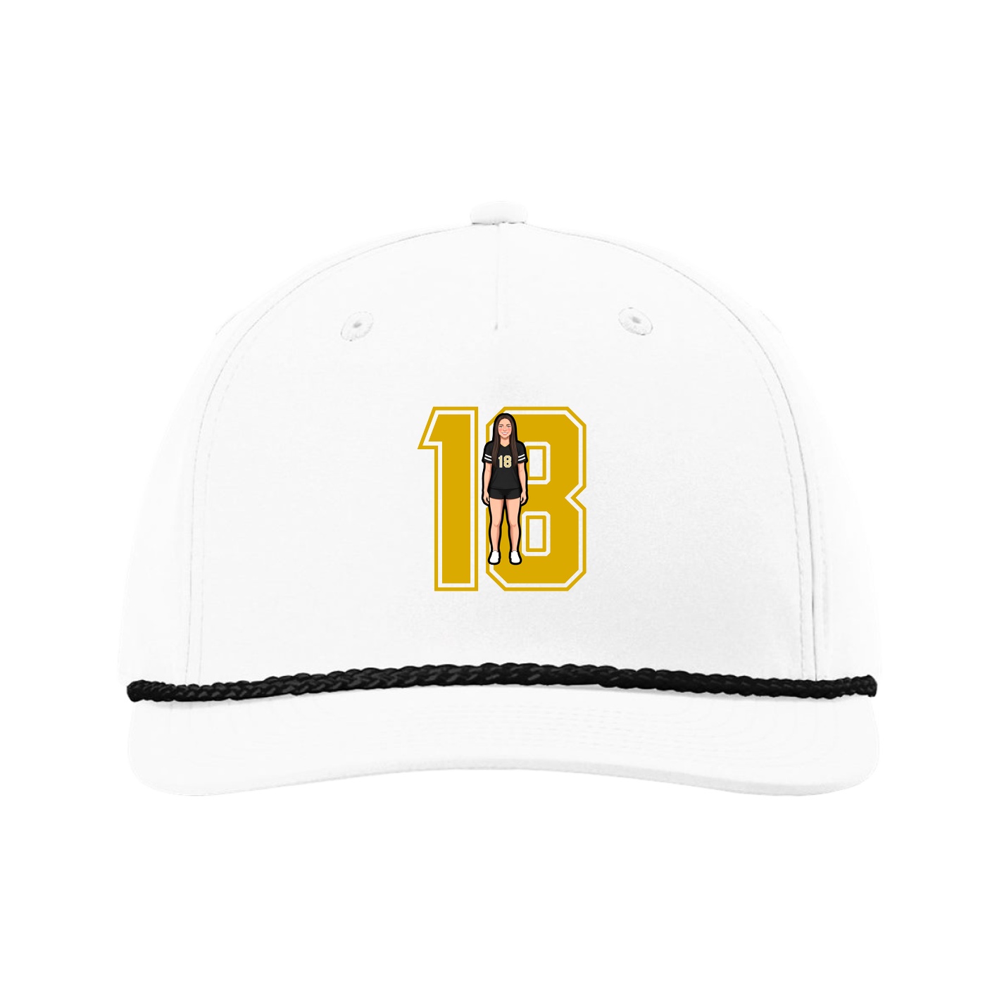 Five-Panel Classic Rope Cap — Number in White