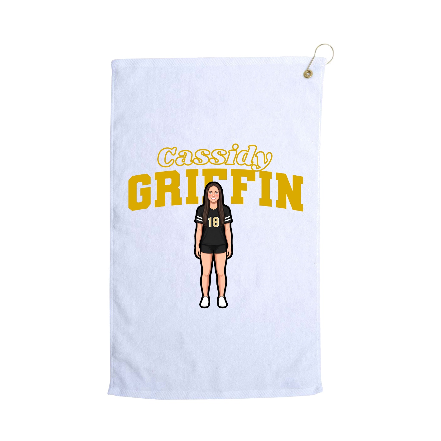 Golf Towel — Name Arch in White