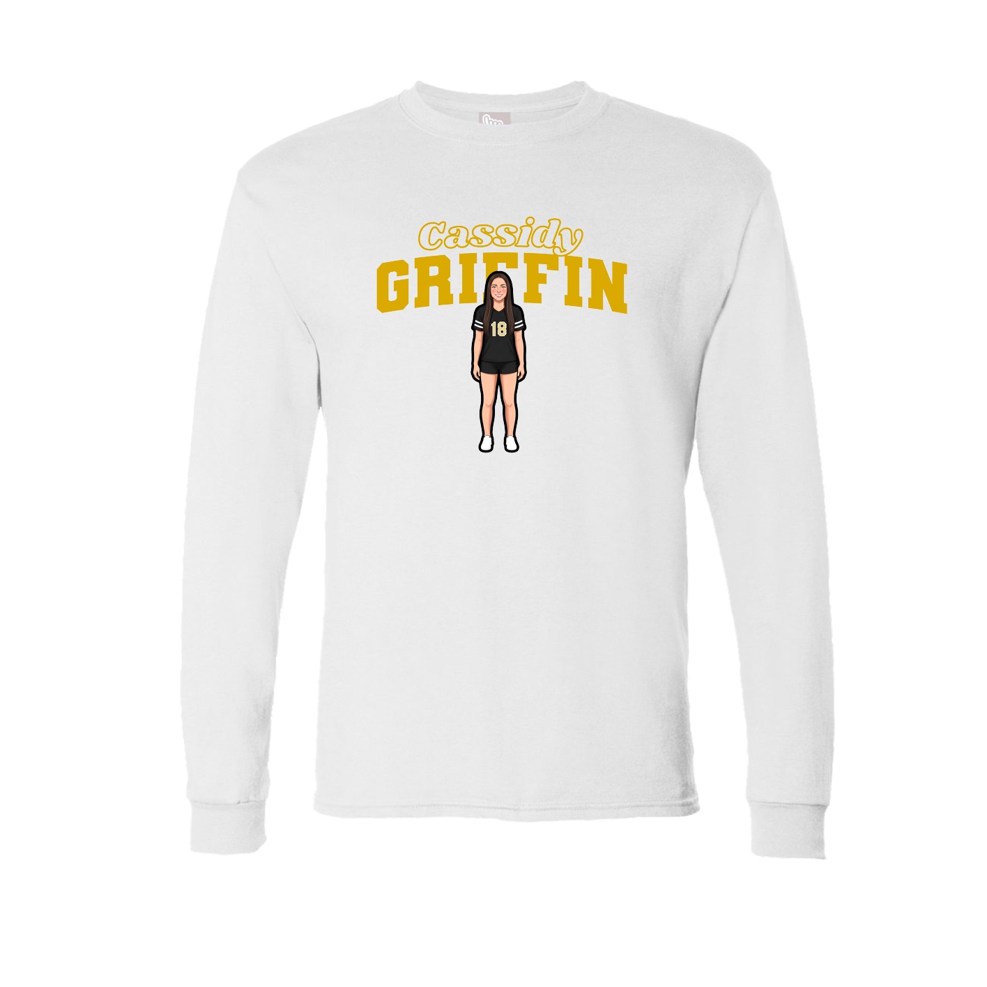 Long Sleeve Tee — Name Arch in White