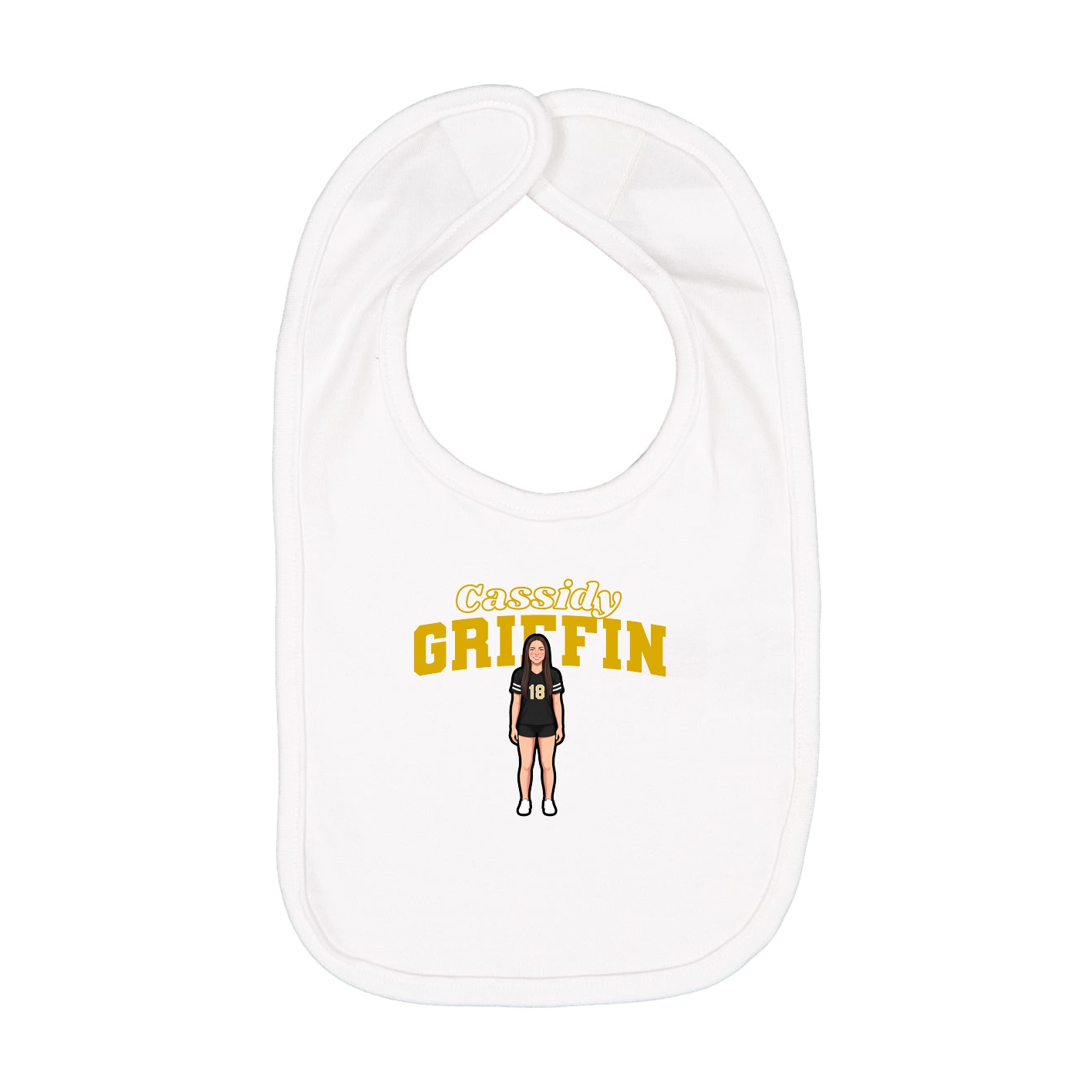Infant Bib — Name Arch in White
