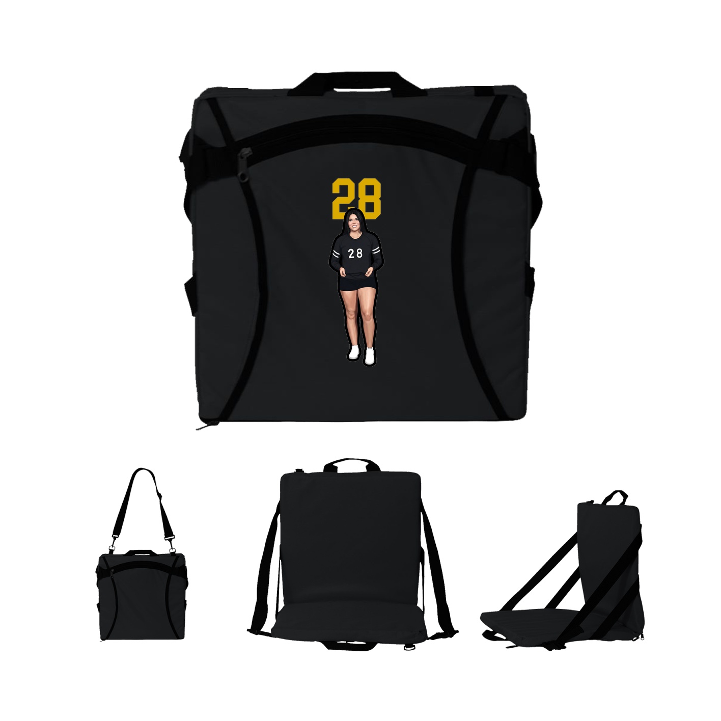 Folding Stadium Seat — Number Top in Black