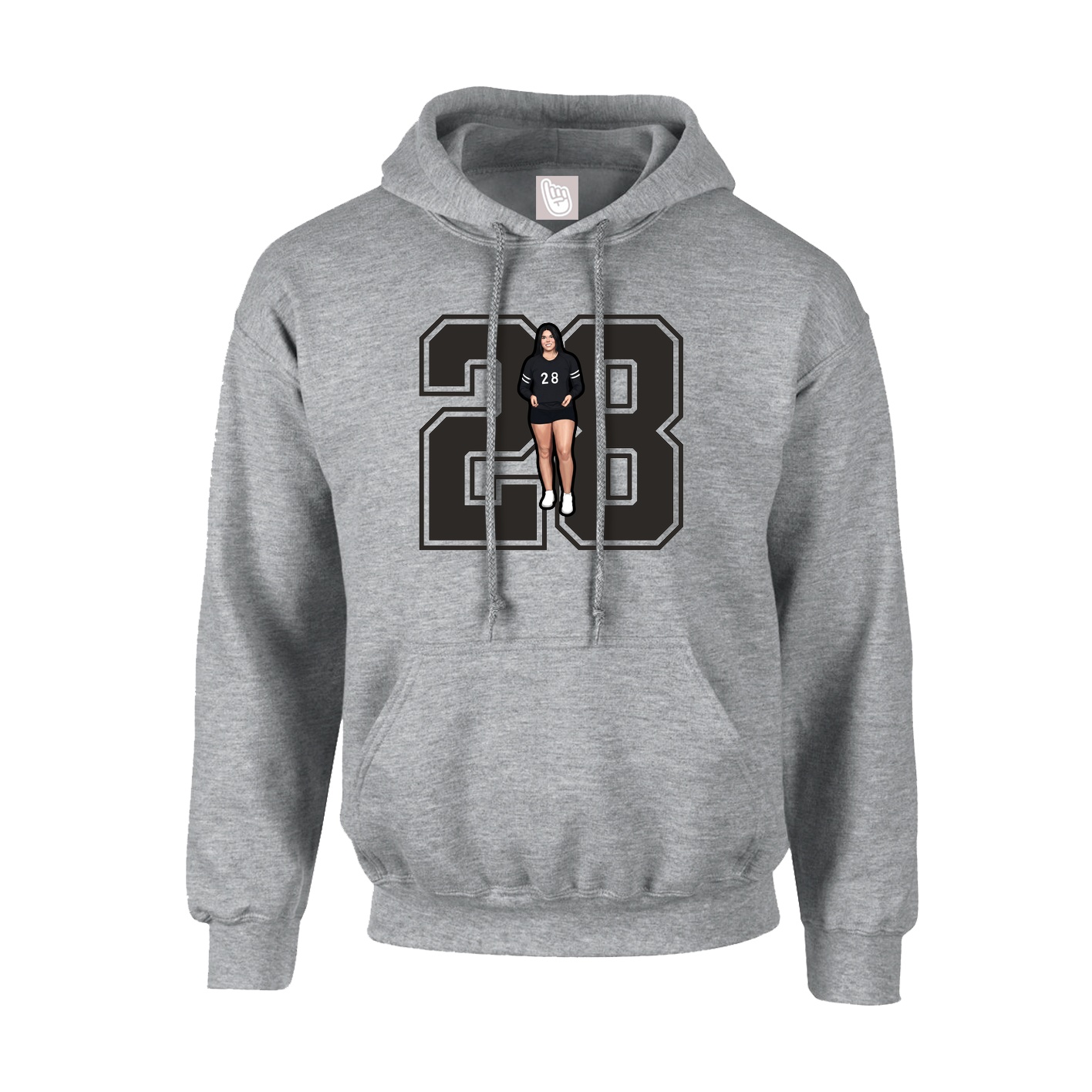 Youth Hoodie — Number in Grey