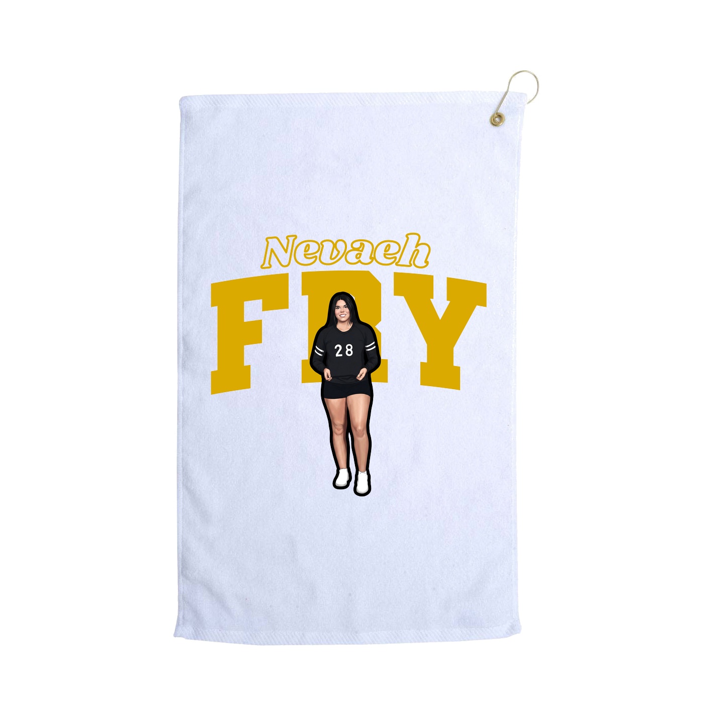 Golf Towel — Name Arch in White