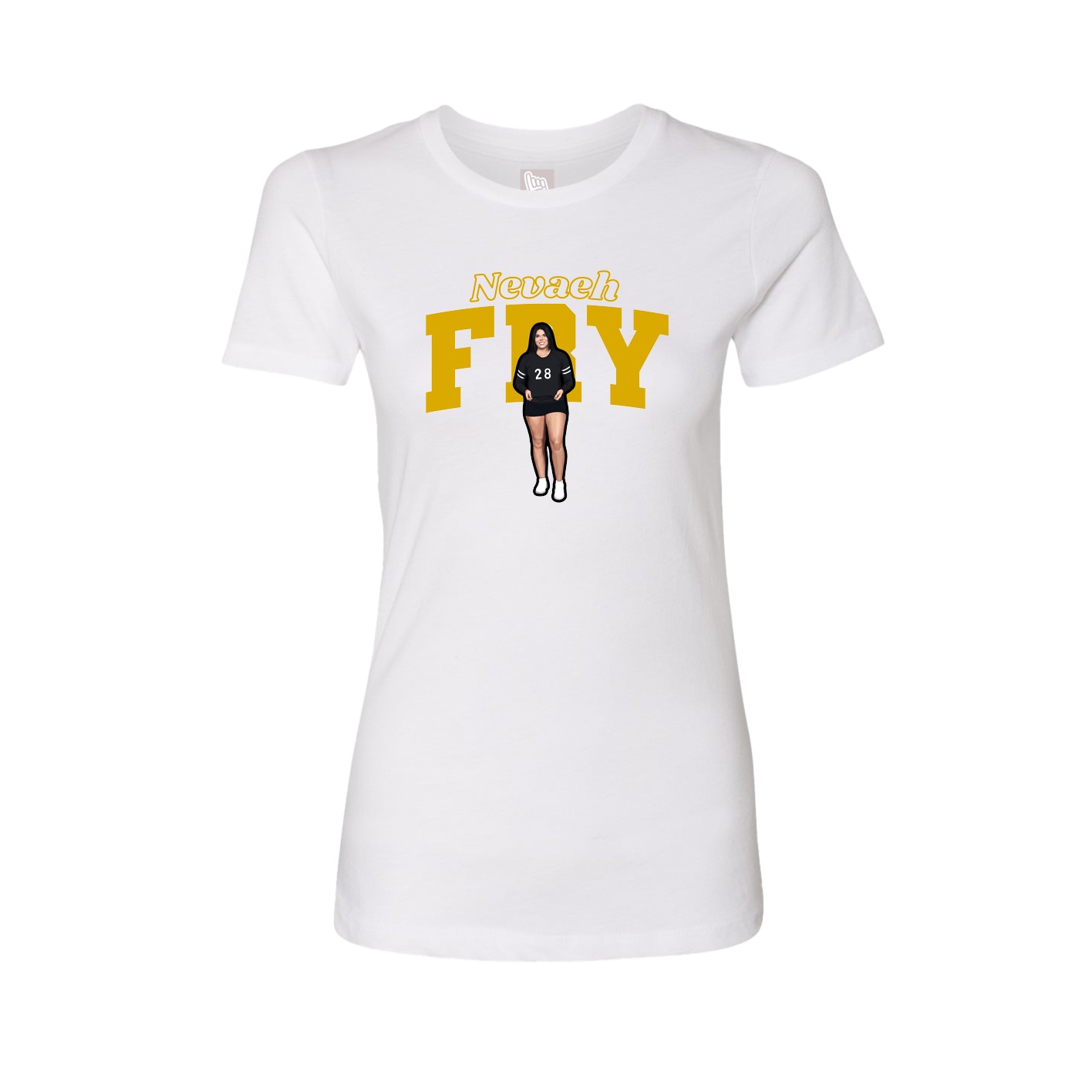 Womens Tee — Name Arch in White