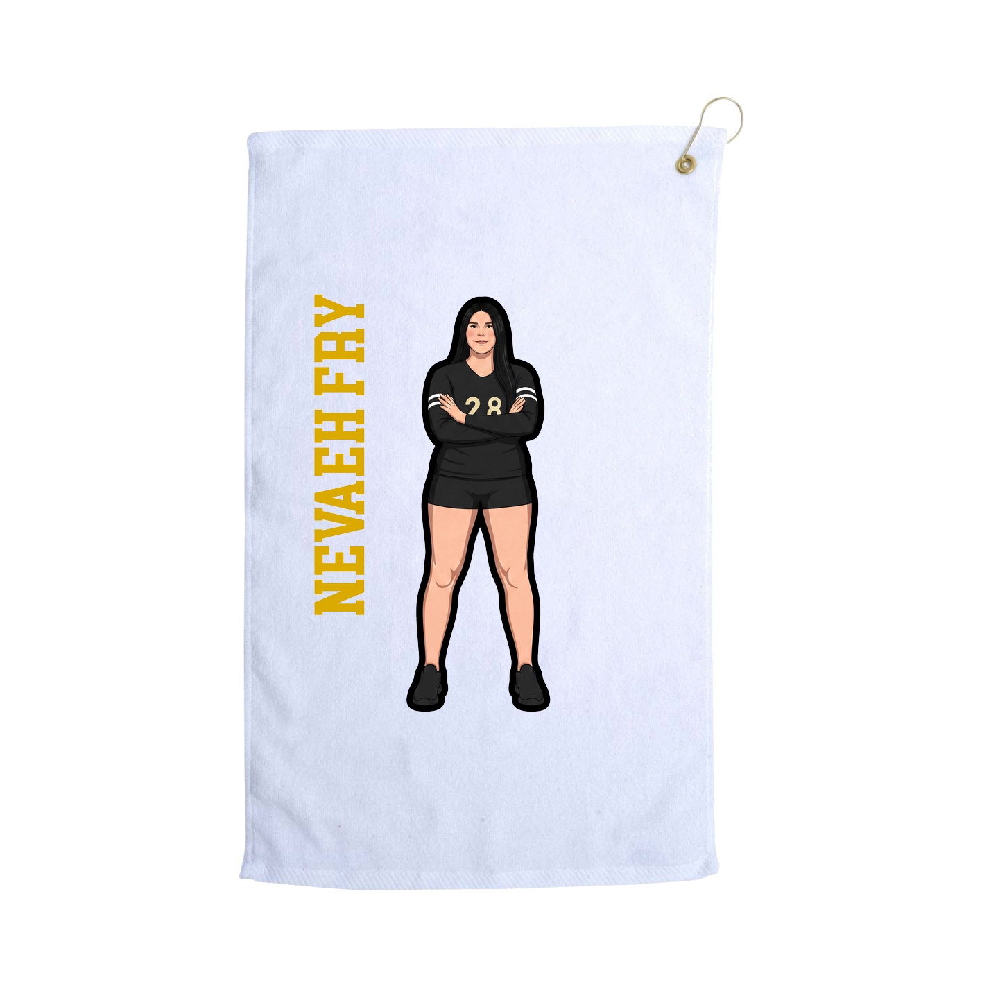 Golf Towel — Name Vertical in White