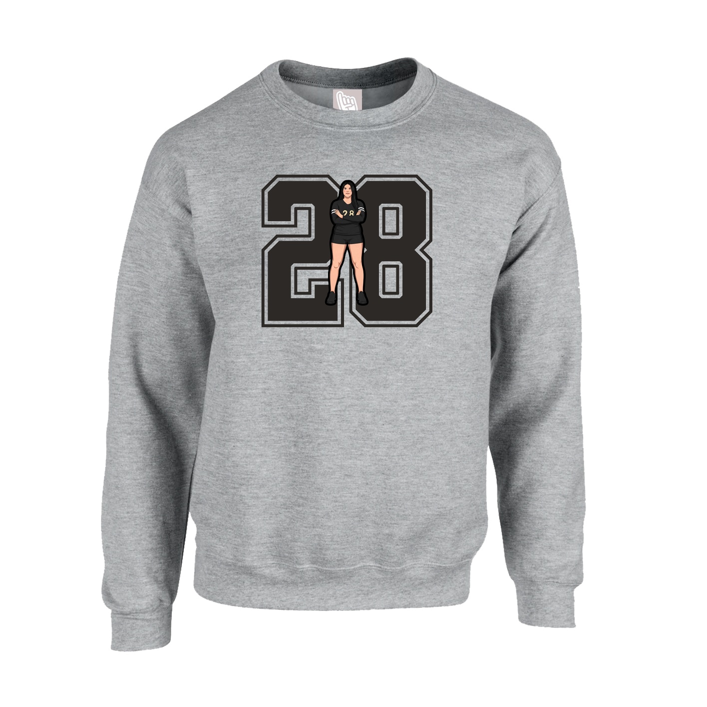 Fleece Crew — Number in Grey