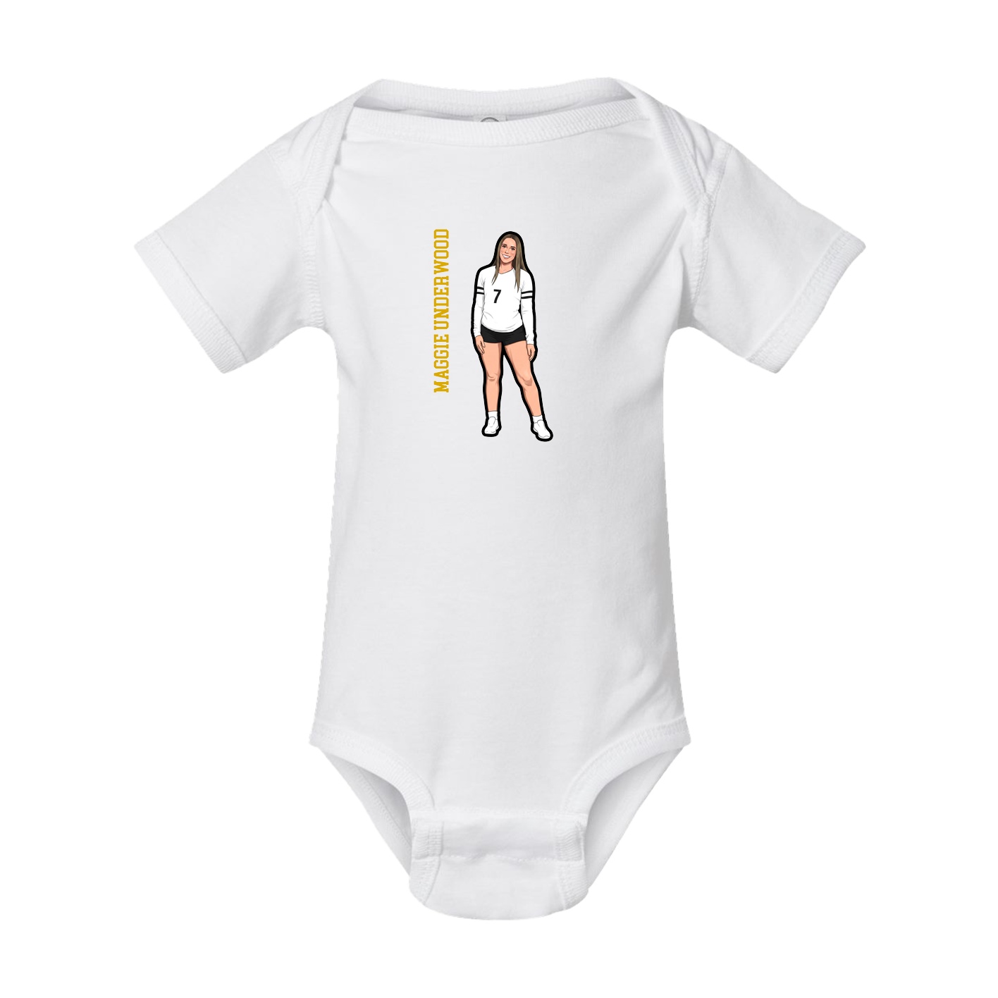 Baby Onesie — Name Vertical in White