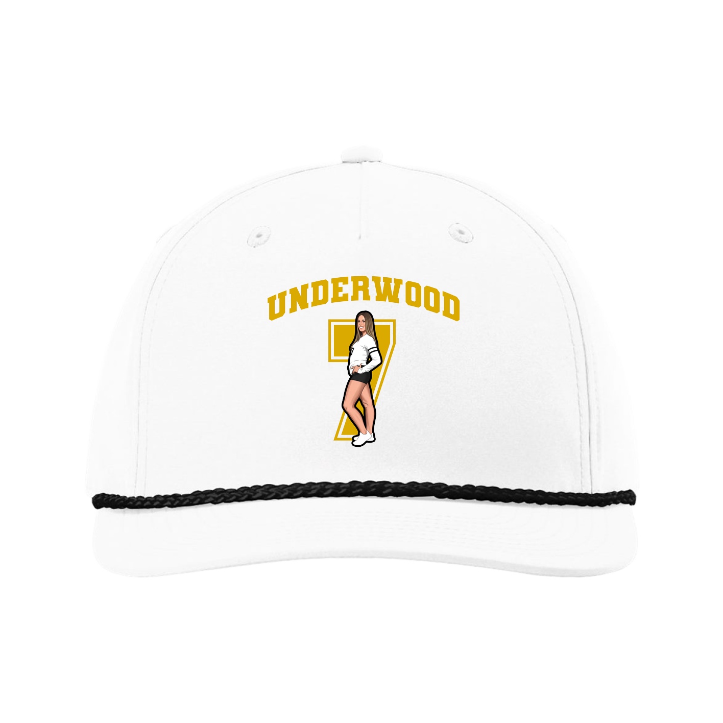 Five-Panel Classic Rope Cap — Number in White