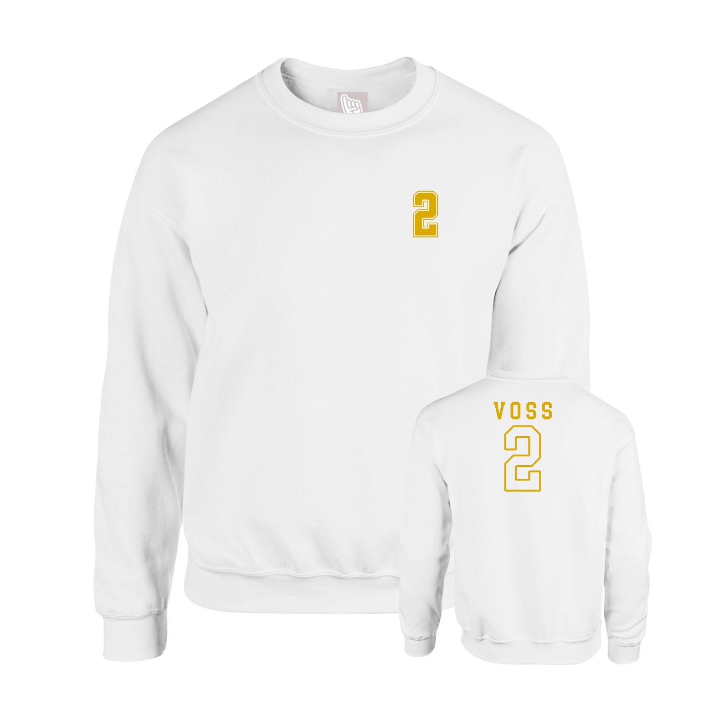 Fleece Crew — Chest Back in White