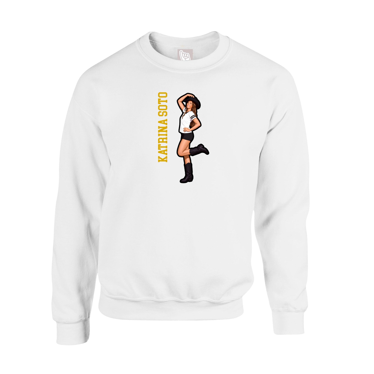 Fleece Crew — Name Vertical in White