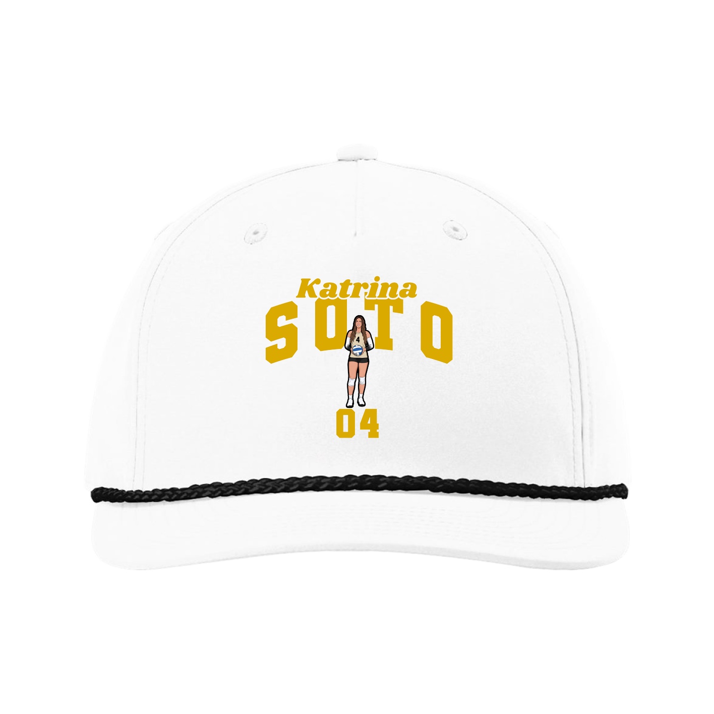 Five-Panel Classic Rope Cap — Signature Arch in White