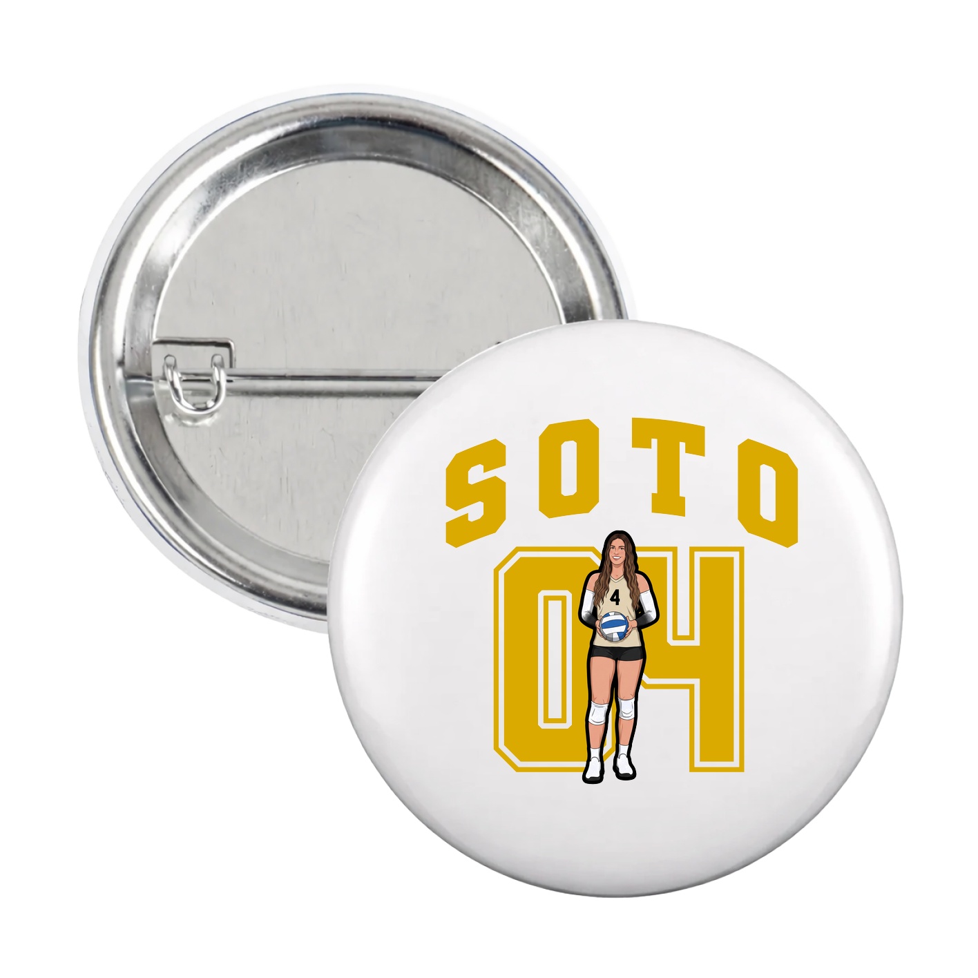 Game Day Button — Number in White