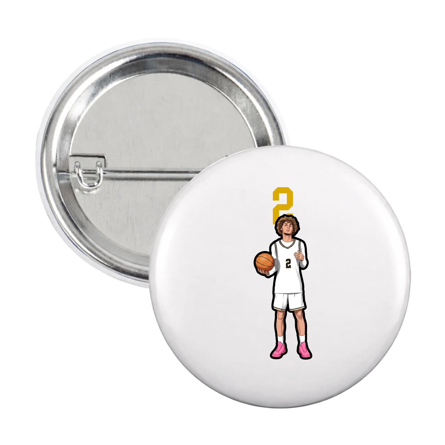 Game Day Button — Number Top in White