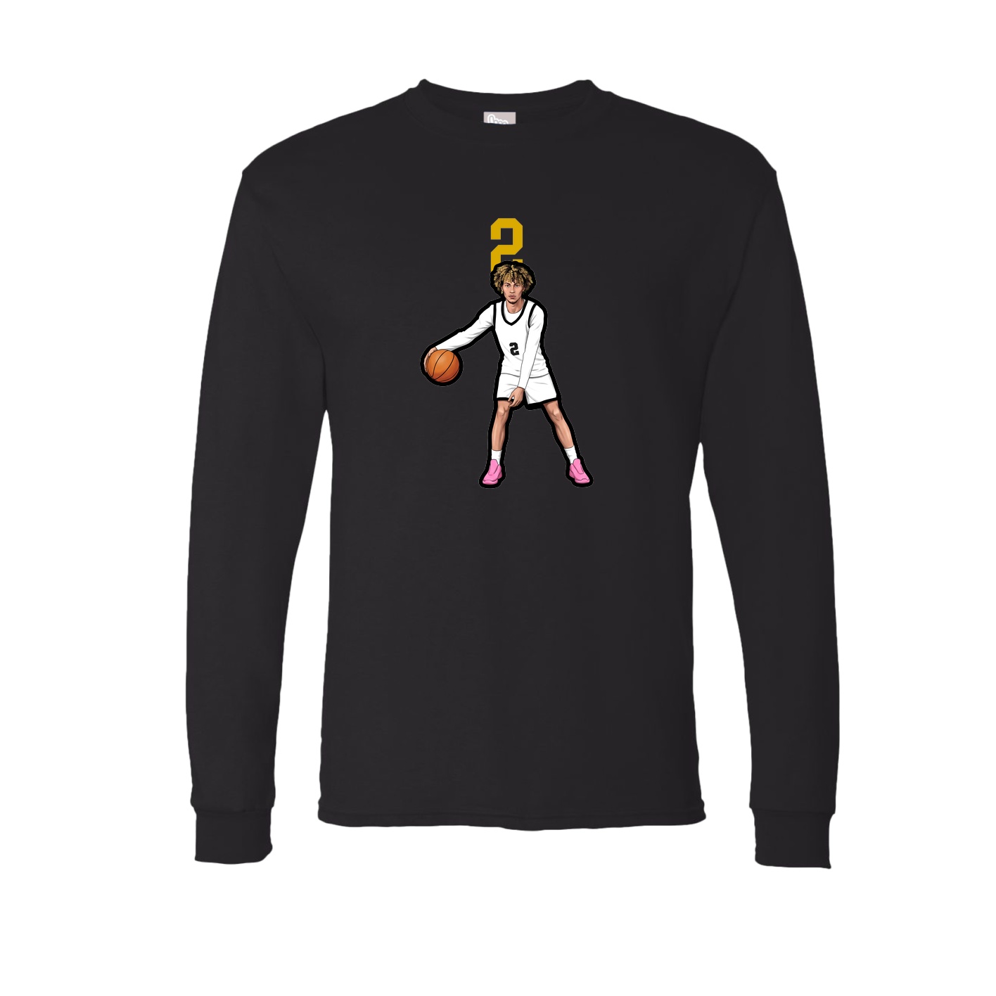 Long Sleeve Tee — Number Top in Black
