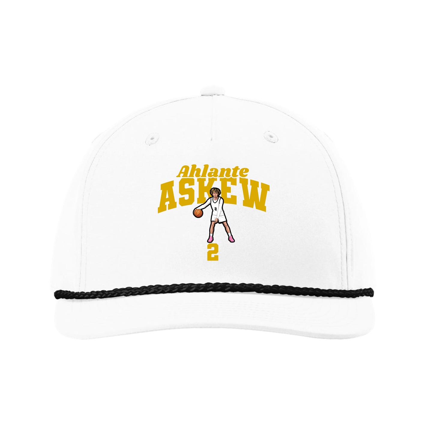Five-Panel Classic Rope Cap — Signature Arch in White