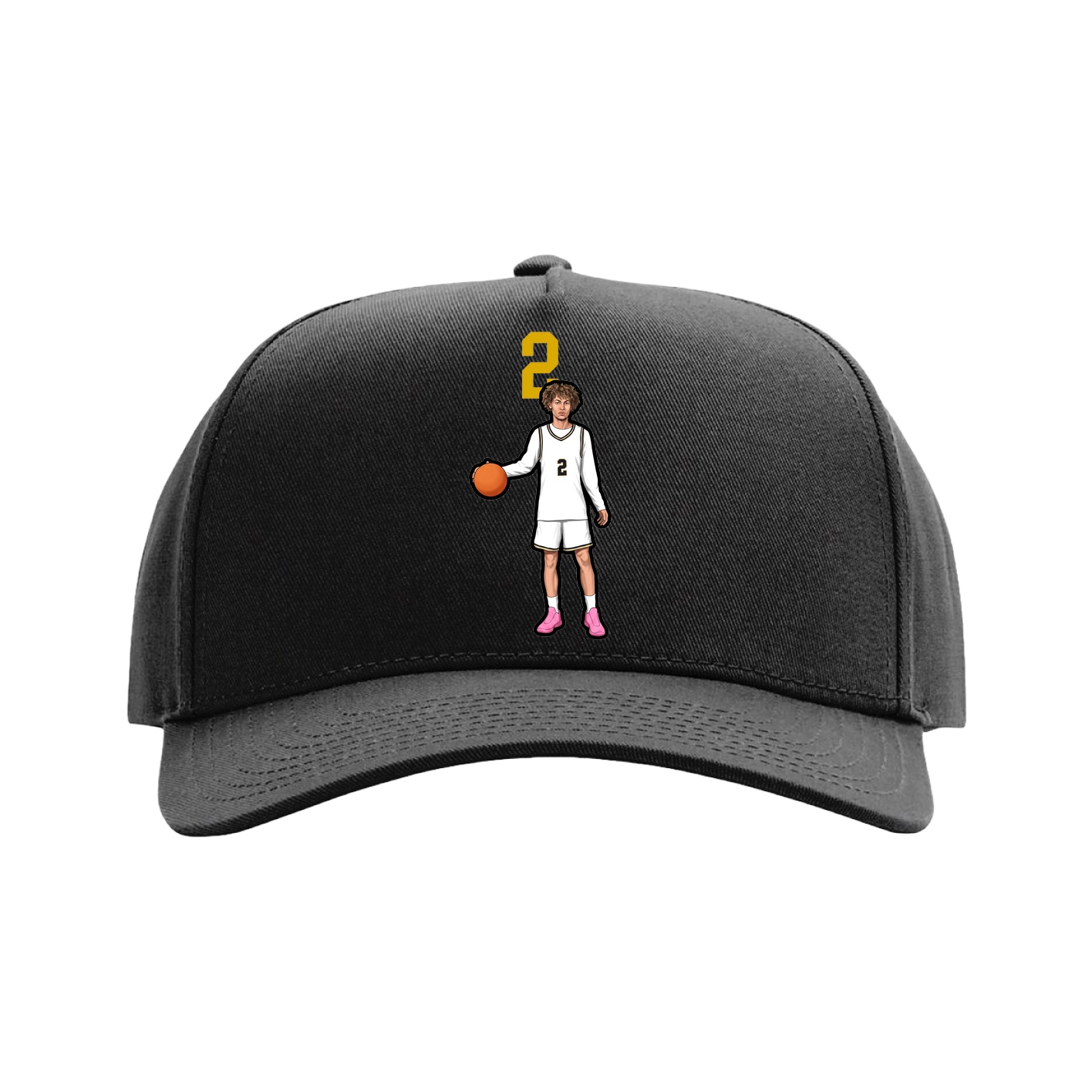 Full Fabric Five-Panel Champ Cap — Number Top in Black
