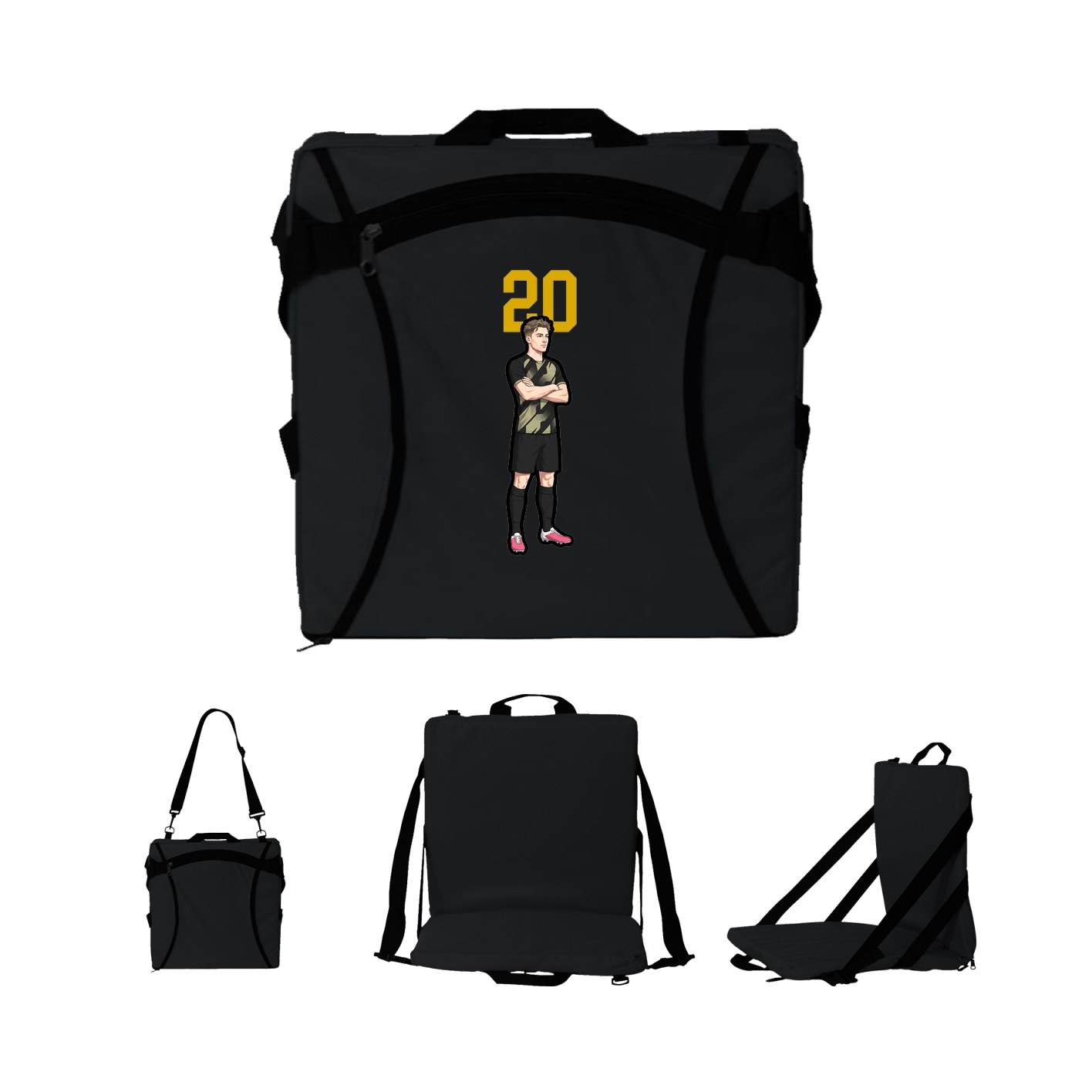 Folding Stadium Seat — Number Top in Black