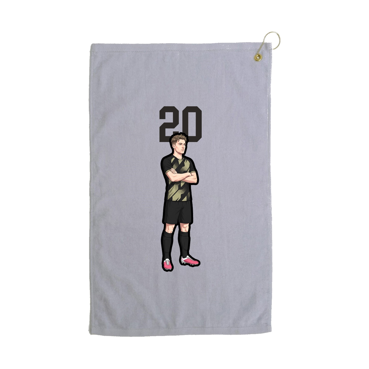 Golf Towel — Number Top in Grey