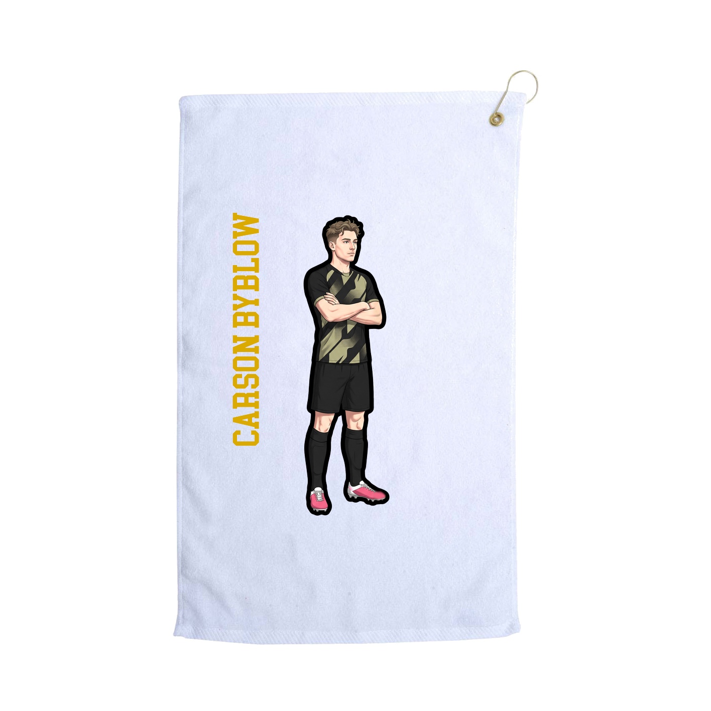 Golf Towel — Name Vertical in White