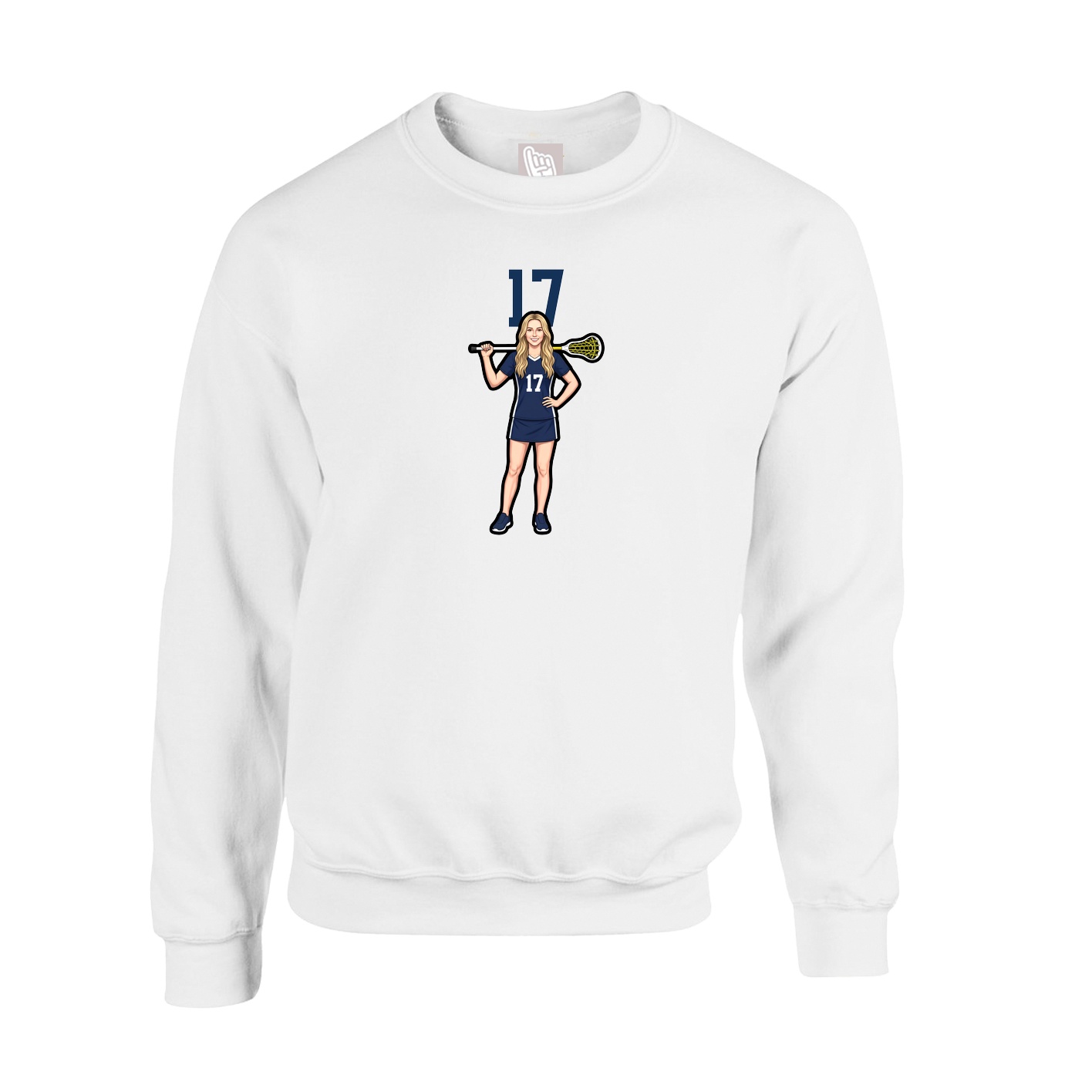 Fleece Crew — Number Top in White