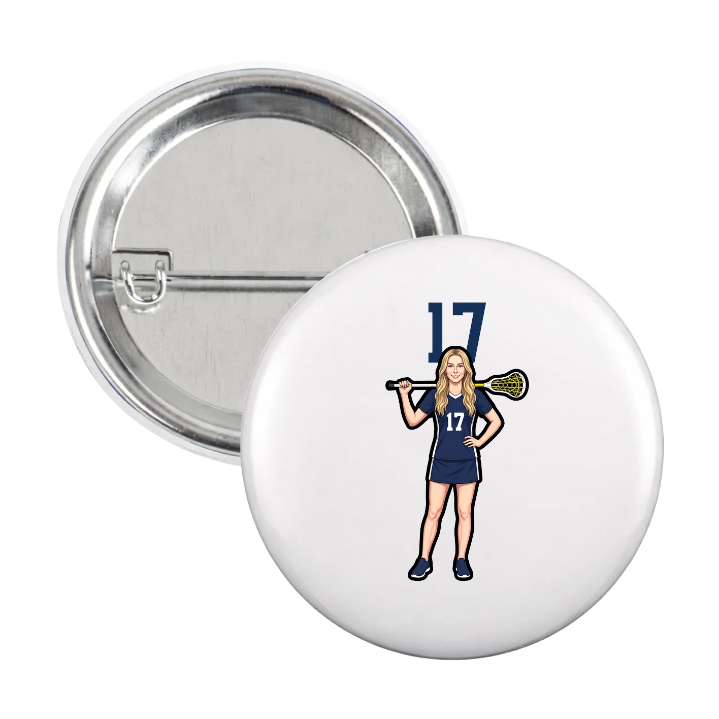 Game Day Button — Number Top in White