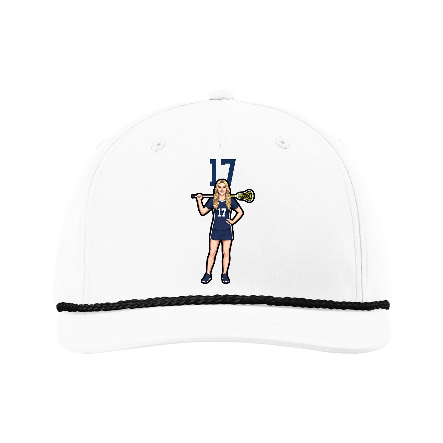 Five-Panel Classic Rope Cap — Number Top in White