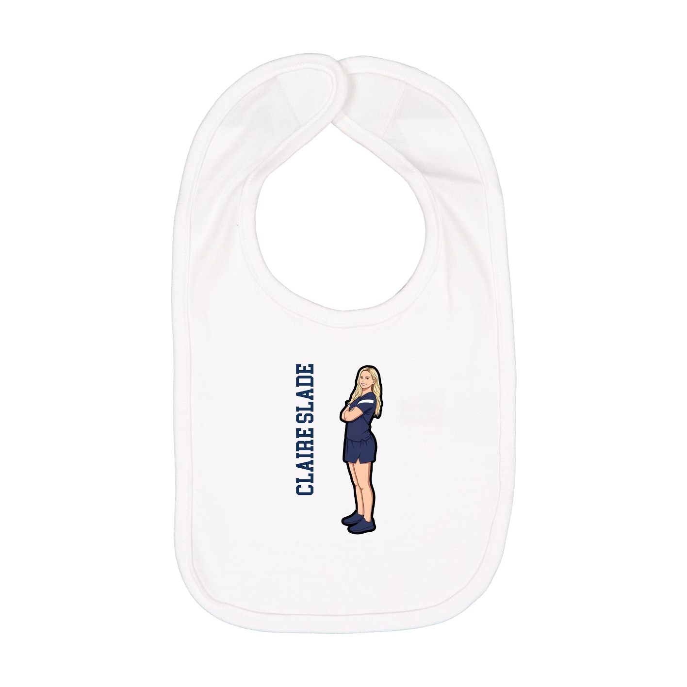 Infant Bib — Name Vertical in White