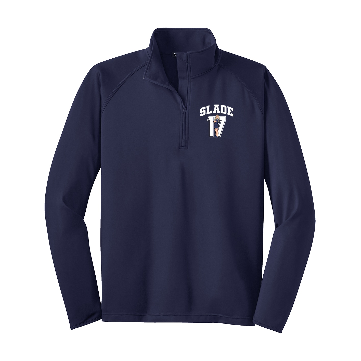 Q-Zip Pullover — Number in Navy