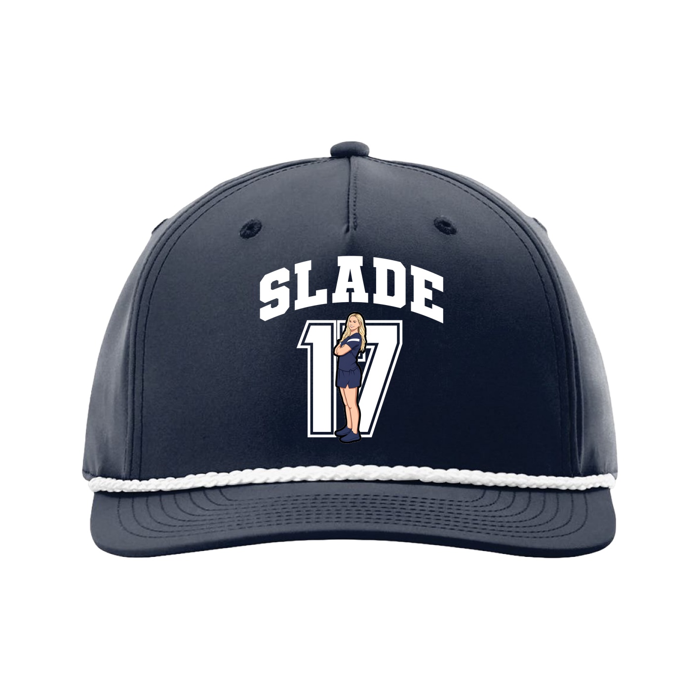 Five-Panel Classic Rope Cap — Number in Navy