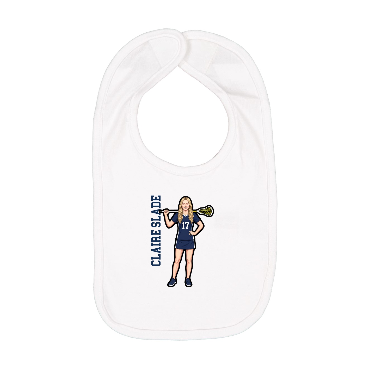 Infant Bib — Name Vertical in White