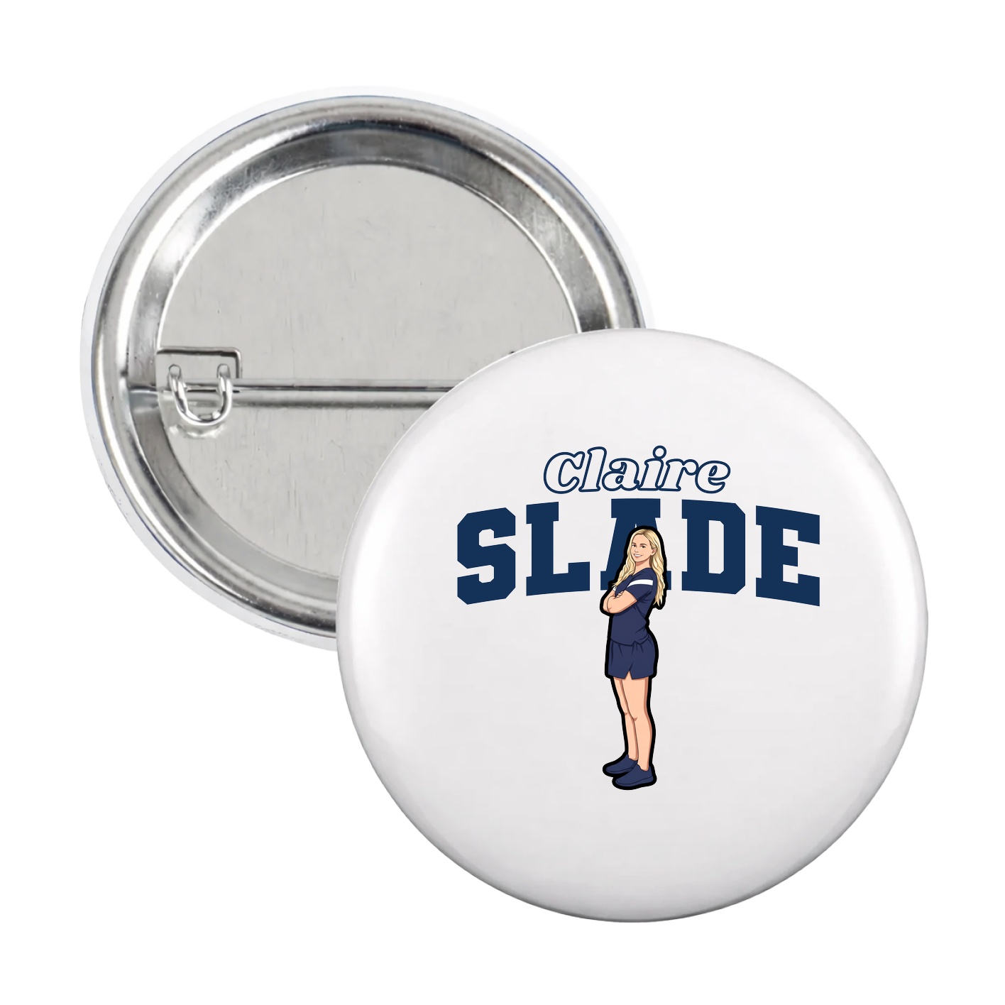 Game Day Button — Name Arch in White