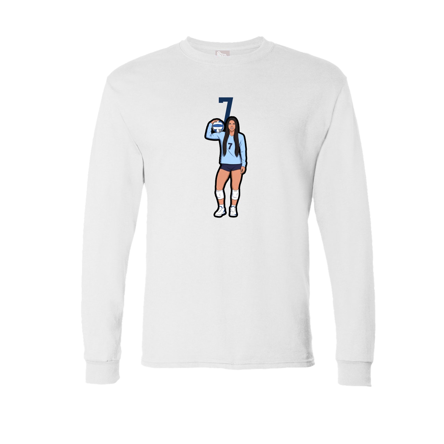 Long Sleeve Tee — Number Top in White