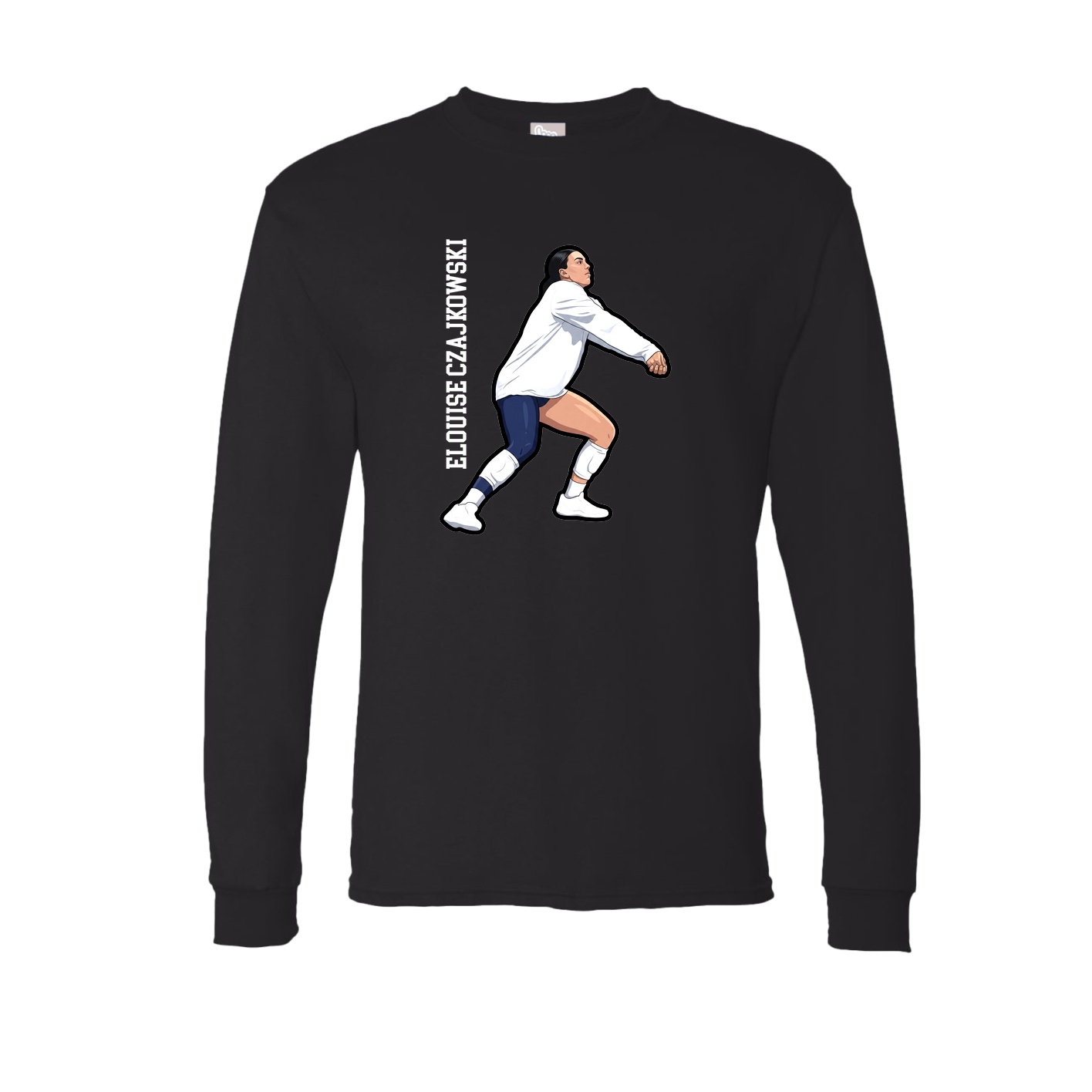 Long Sleeve Tee — Name Vertical in Black