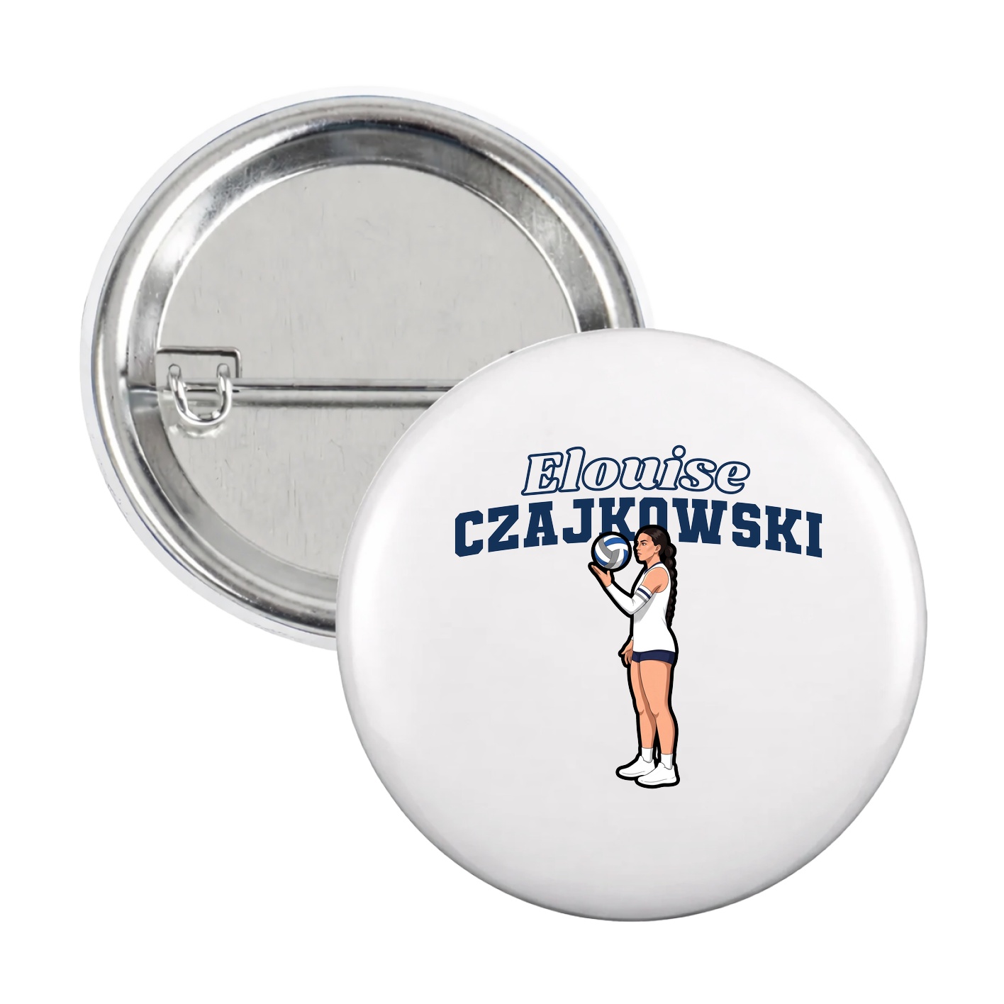 Game Day Button — Name Arch in White