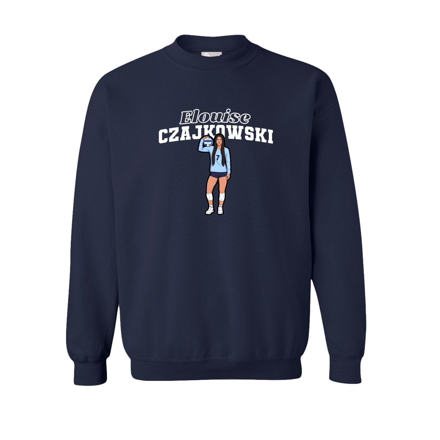 Fleece Crew — Name Arch in Navy