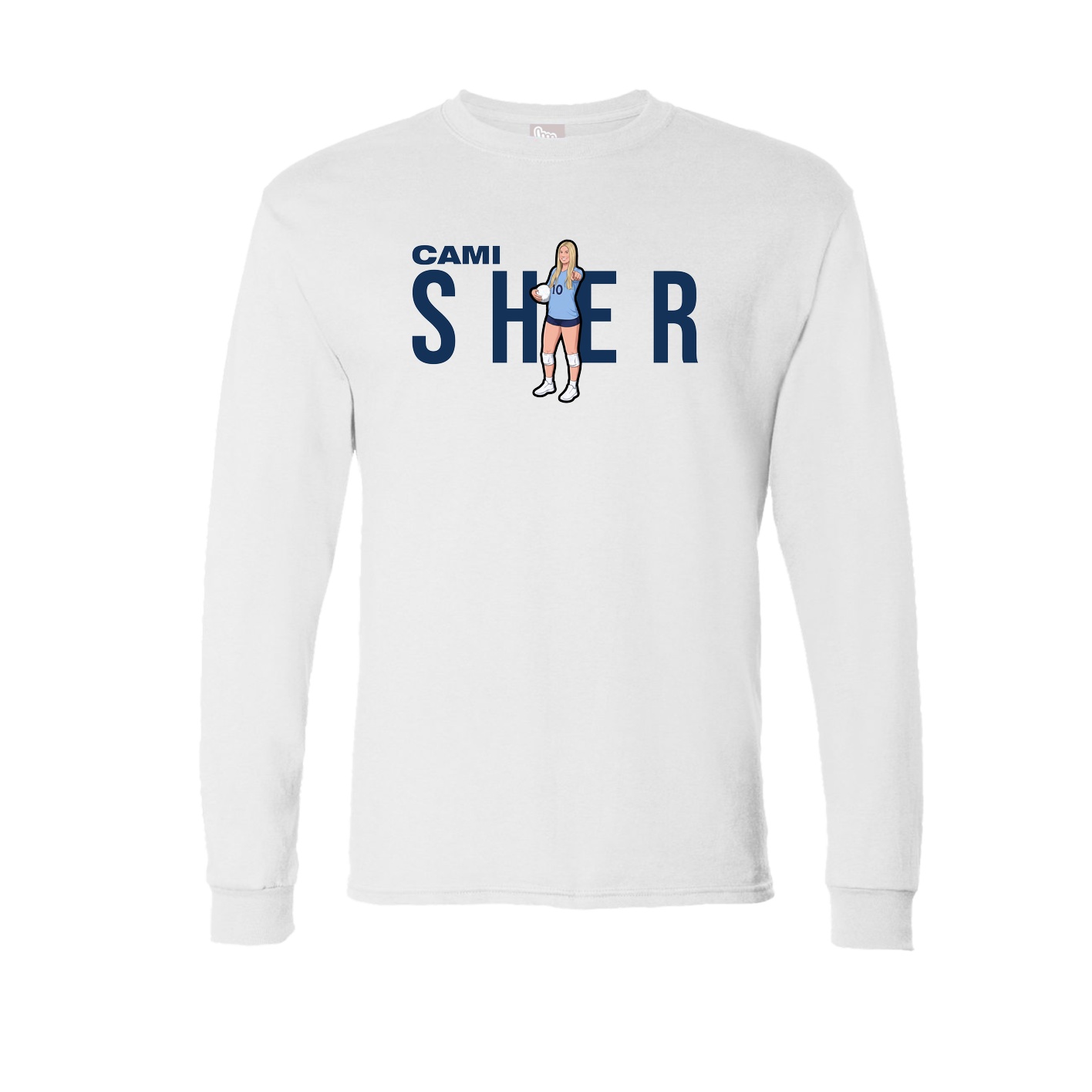 Long Sleeve Tee — Player Name in White