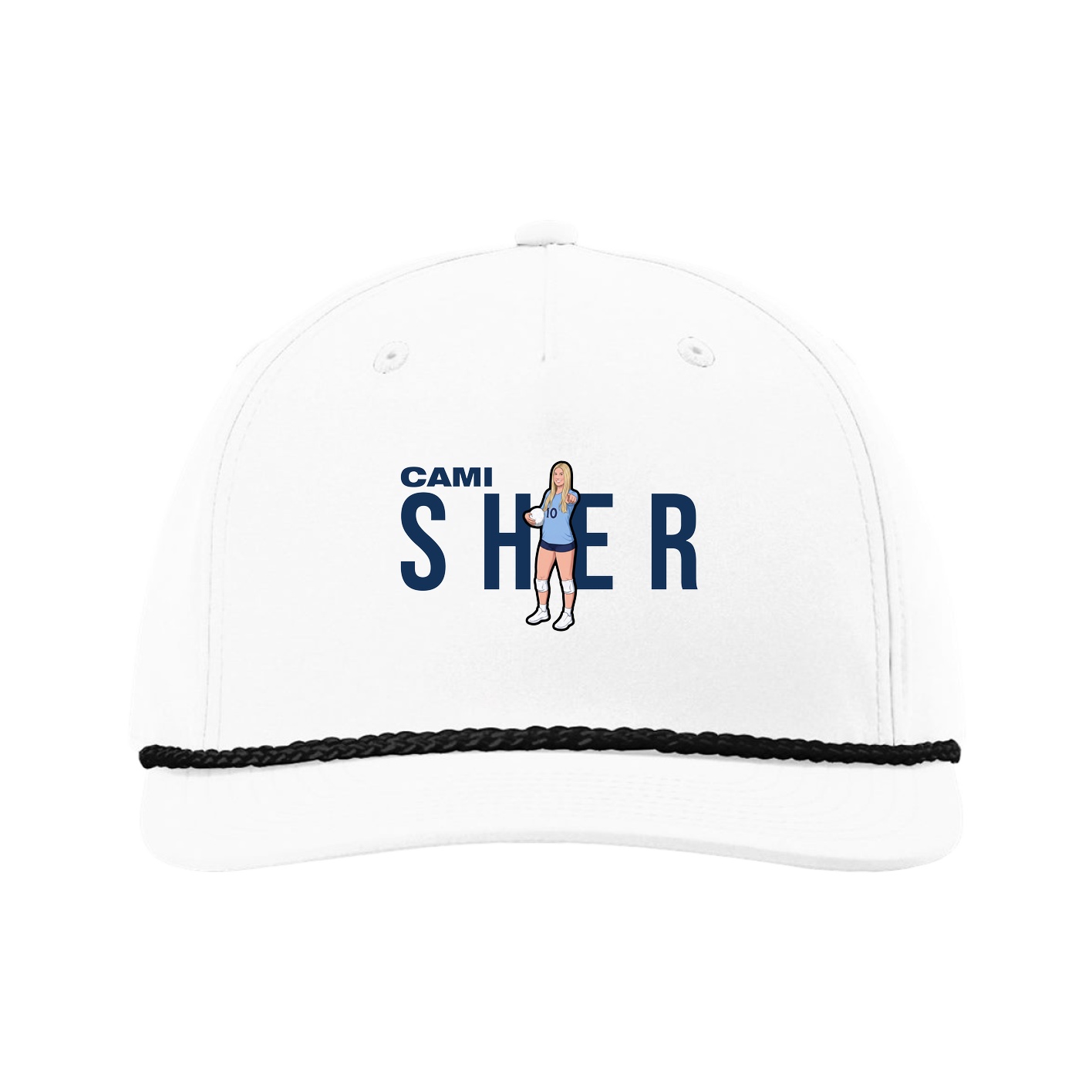 Five-Panel Classic Rope Cap — Player Name in White