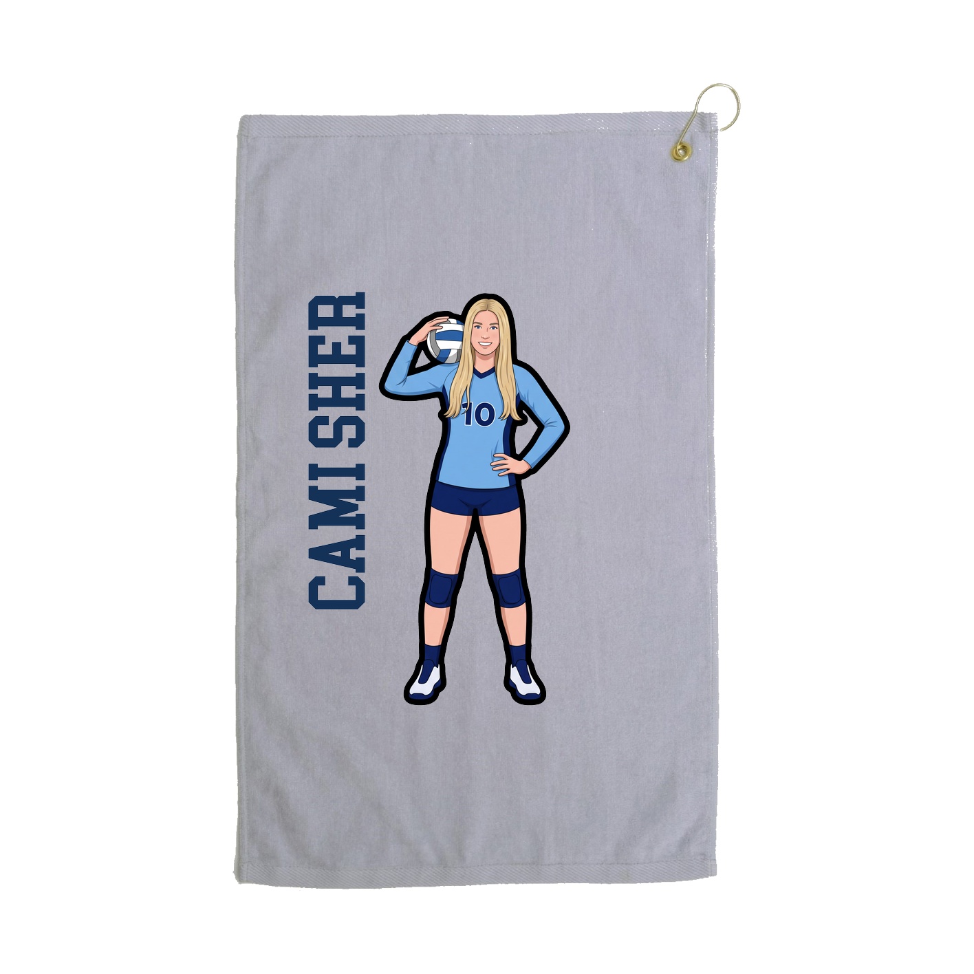Golf Towel — Name Vertical in Grey