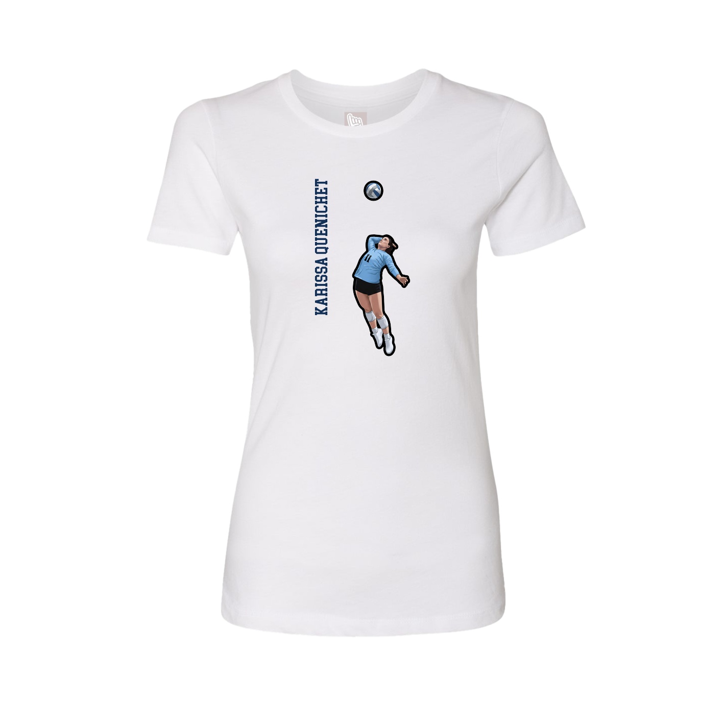 Fitted Women's Tee — Name Vertical in White