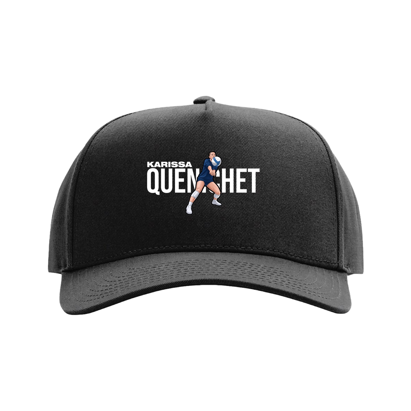 Full Fabric Five-Panel Champ Cap — Player Name in Black