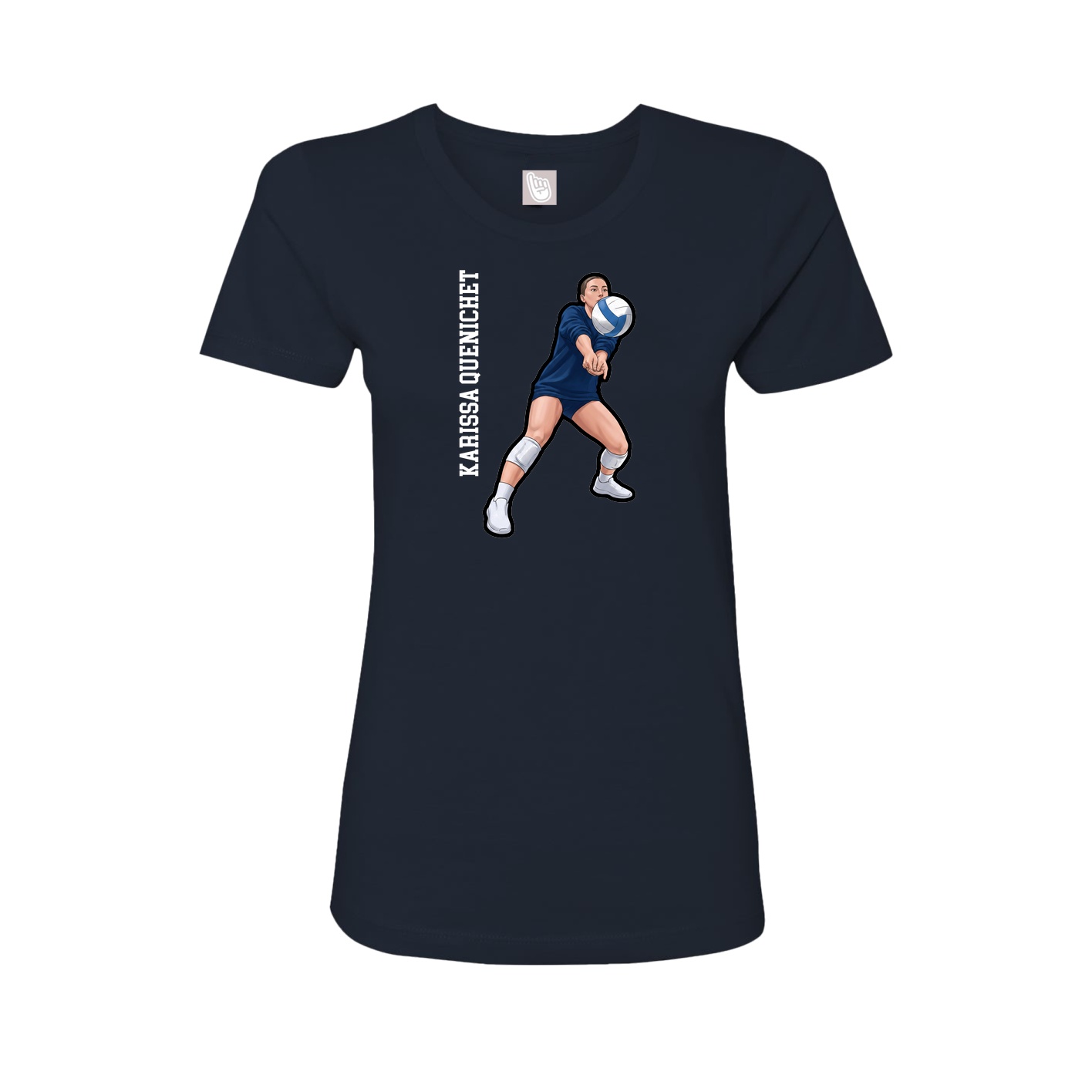 Fitted Women's Tee — Name Vertical in Navy