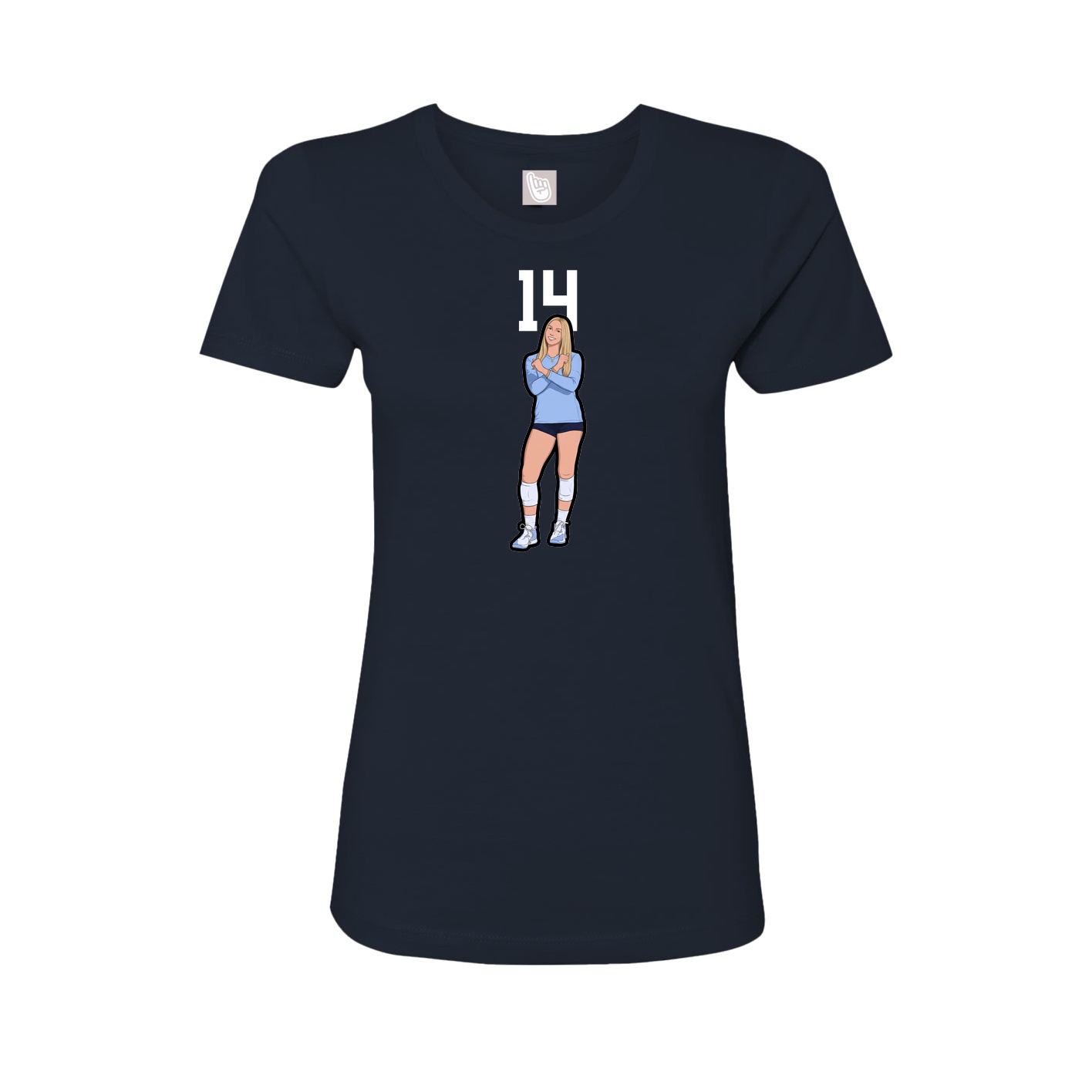 Fitted Women's Tee — Number Top in Navy