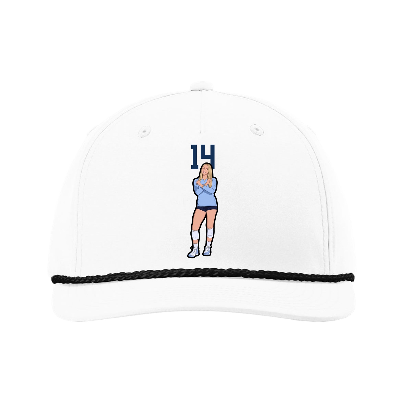 Five-Panel Classic Rope Cap — Number Top in White