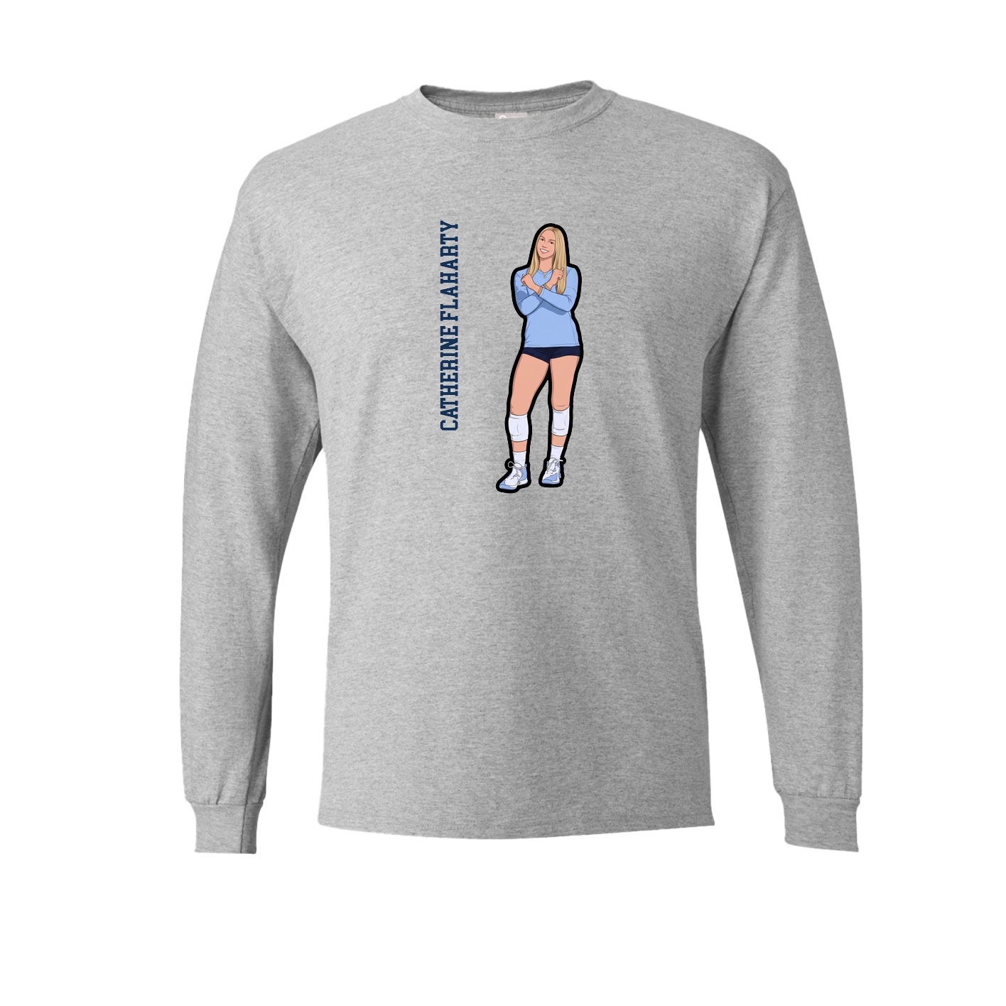 Long Sleeve Tee — Name Vertical in Grey