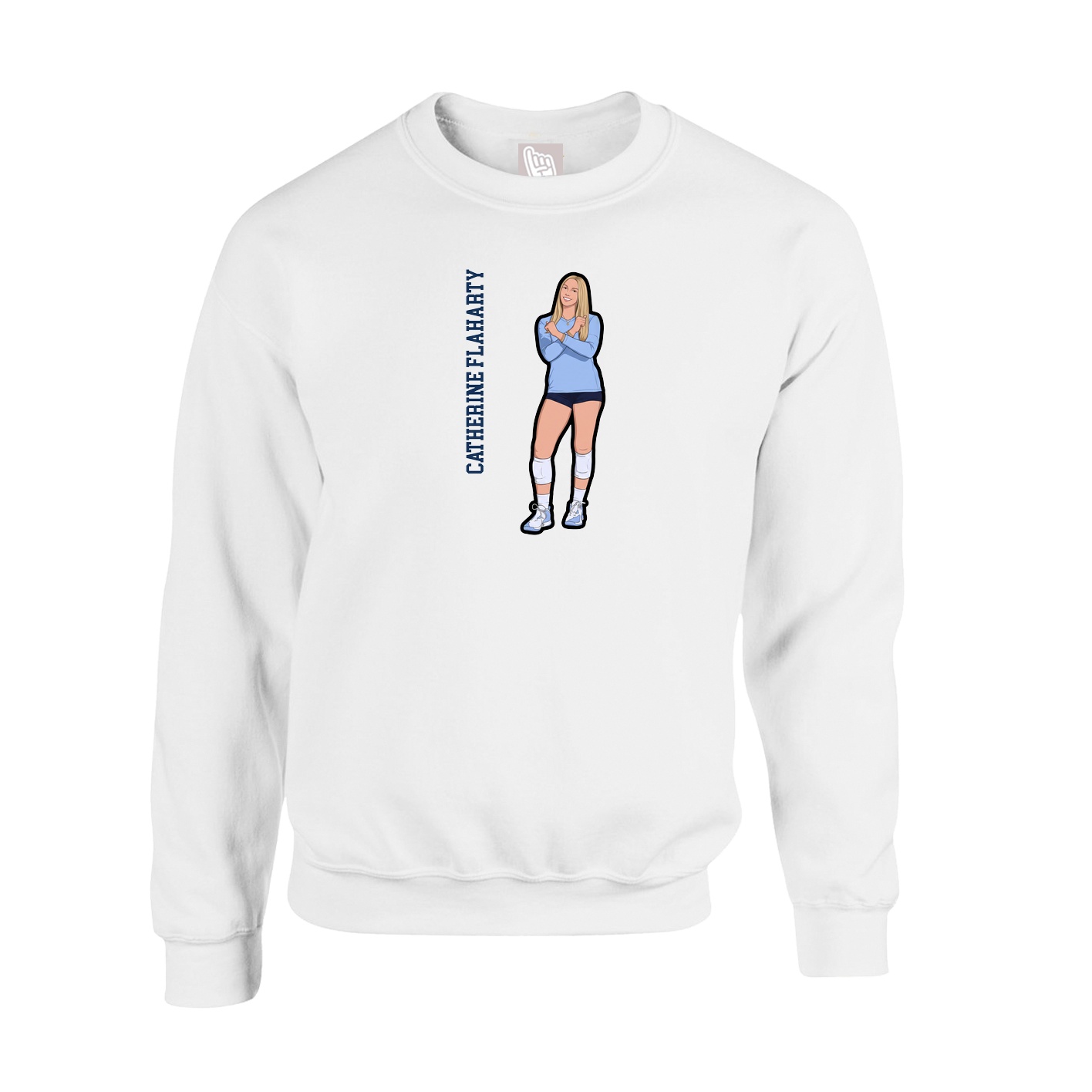 Fleece Crew — Name Vertical in White