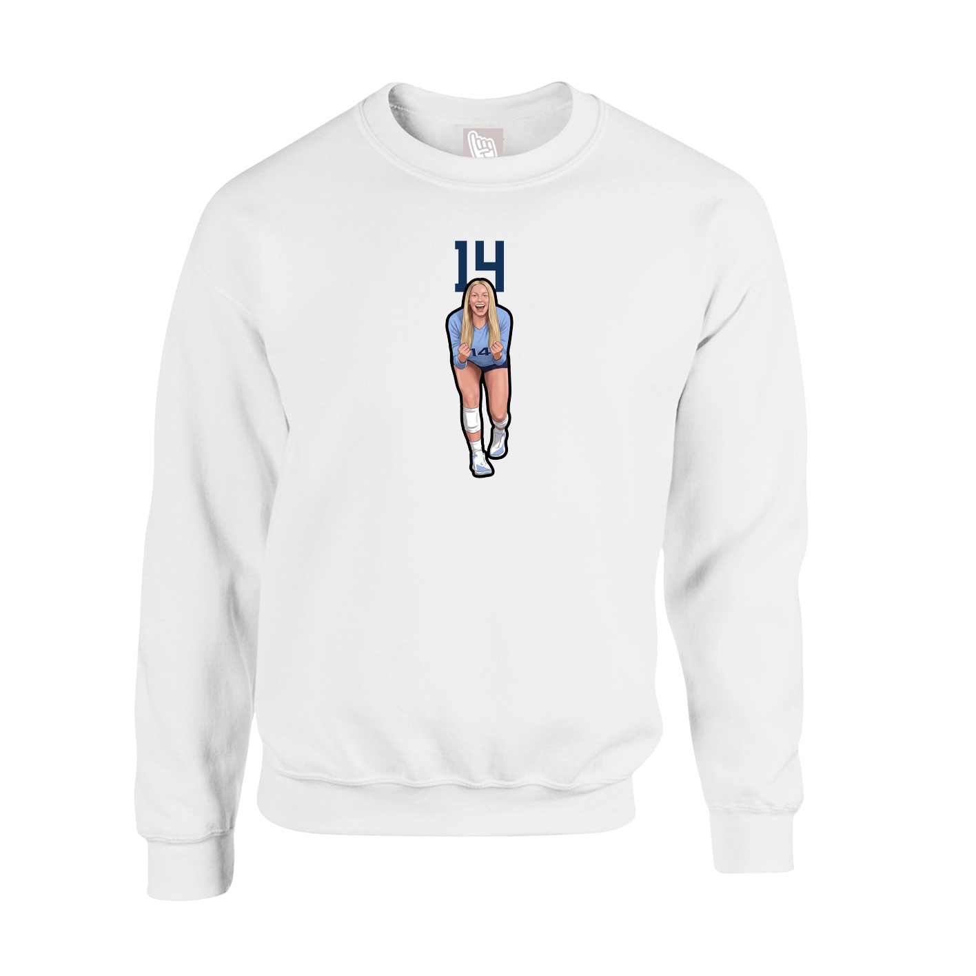 Fleece Crew — Number Top in White